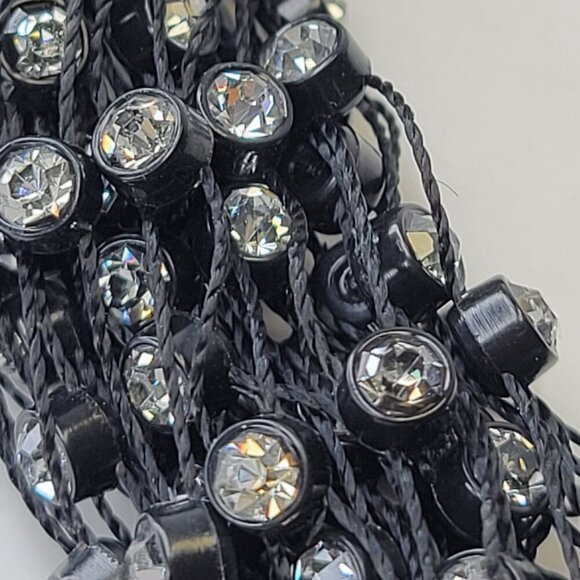 Black Beaded Crystal Braided Choker Necklace - Picture 7 of 9